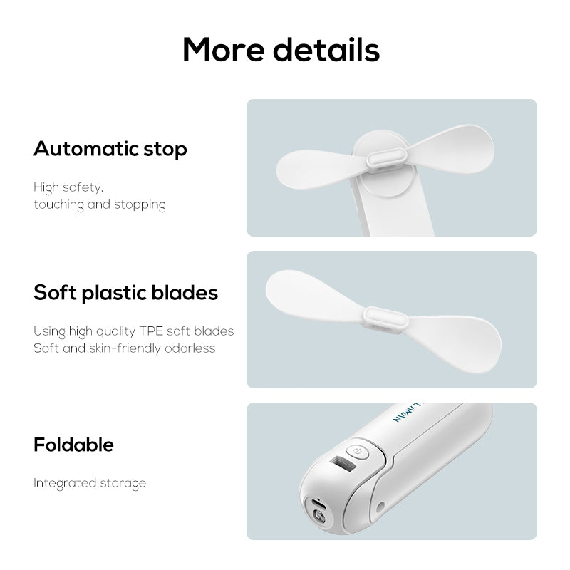 KALAMAN 4 IN 1 Pocket Fan Handheld Mini Fan, 2000mAh USB Rechargeable Portable Fan