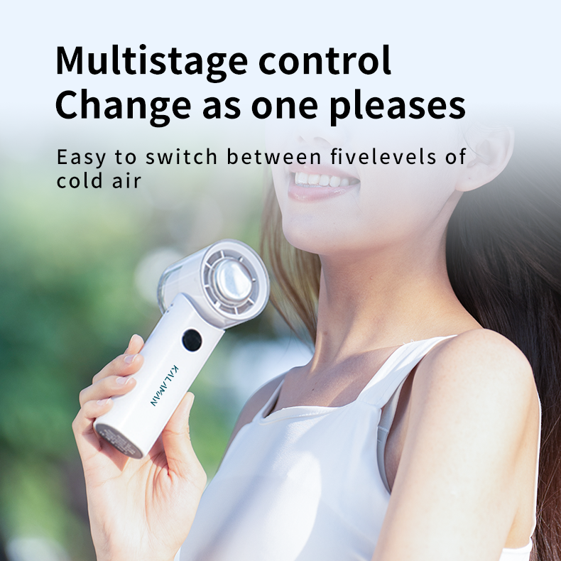 KALAMAN Handheld Portable Fan with Cooling Tech 5000mAh Rechargeable Personal Fan Up to 15H Cooling Time Powerful 12000 RPM