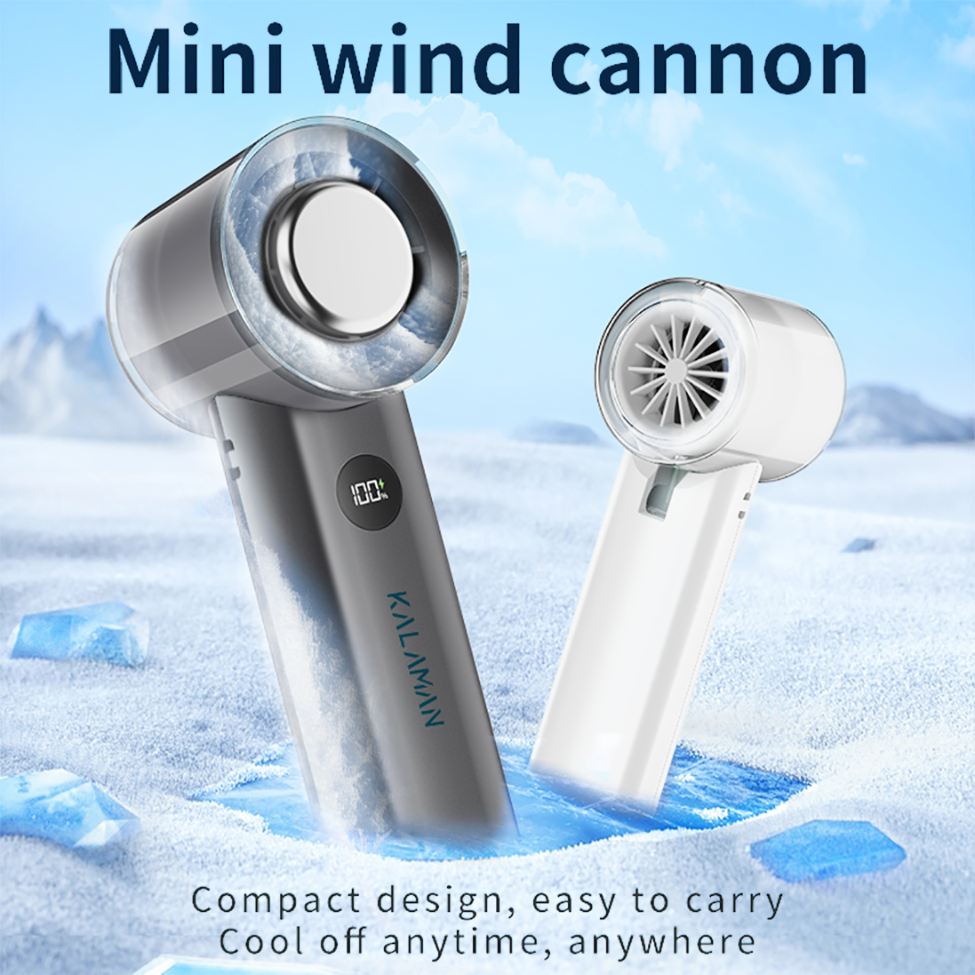 KALAMAN Handheld Portable Fan with Cooling Tech 5000mAh Rechargeable Personal Fan Up to 15H Cooling Time Powerful 12000 RPM