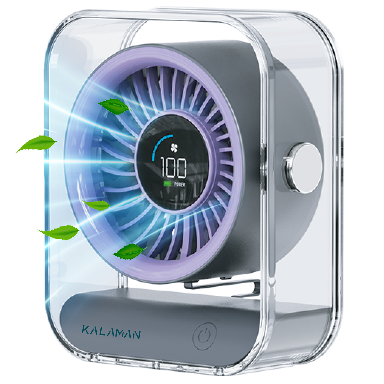 KALAMAN Desk Fan, 4000mAh Ultra Quiet Air Circulator Fan, 5 Speeds with Strong Airflow, 120° Rotate Portable Fan For Bedroom Home Office Desktop Travel