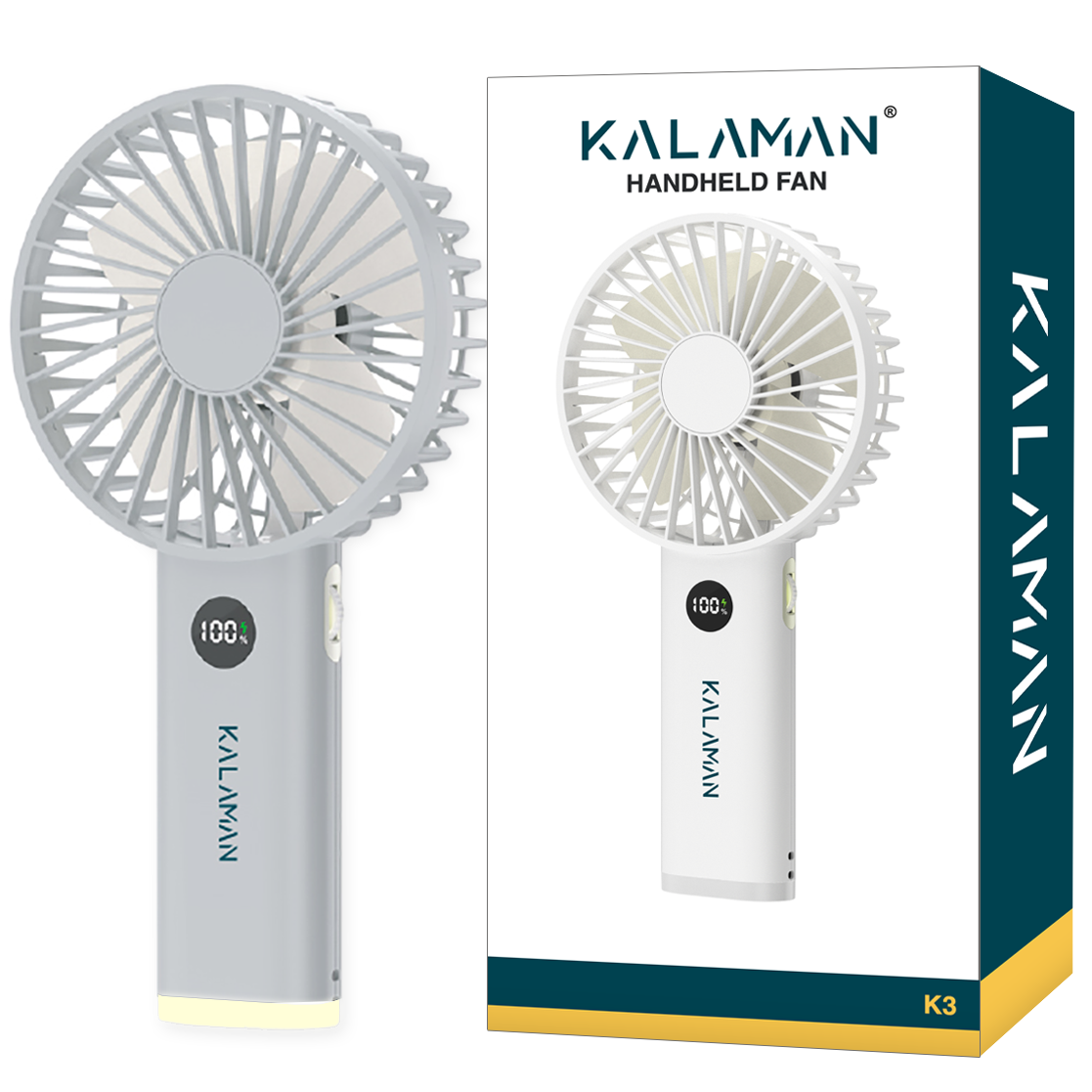KALAMAN Handheld Fan, 12000 RPM 3600mAh Portable Hand Fan, Mini Personal Rechargeable Hand Held Fan, Max 15Hrs Battery Operated USB Small Fan with 5 Speeds