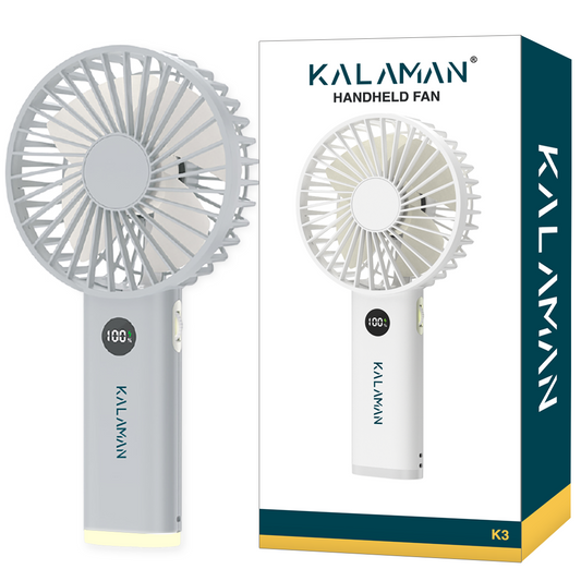 KALAMAN Handheld Fan, 12000 RPM 3600mAh Portable Hand Fan, Mini Personal Rechargeable Hand Held Fan, Max 15Hrs Battery Operated USB Small Fan with 5 Speeds