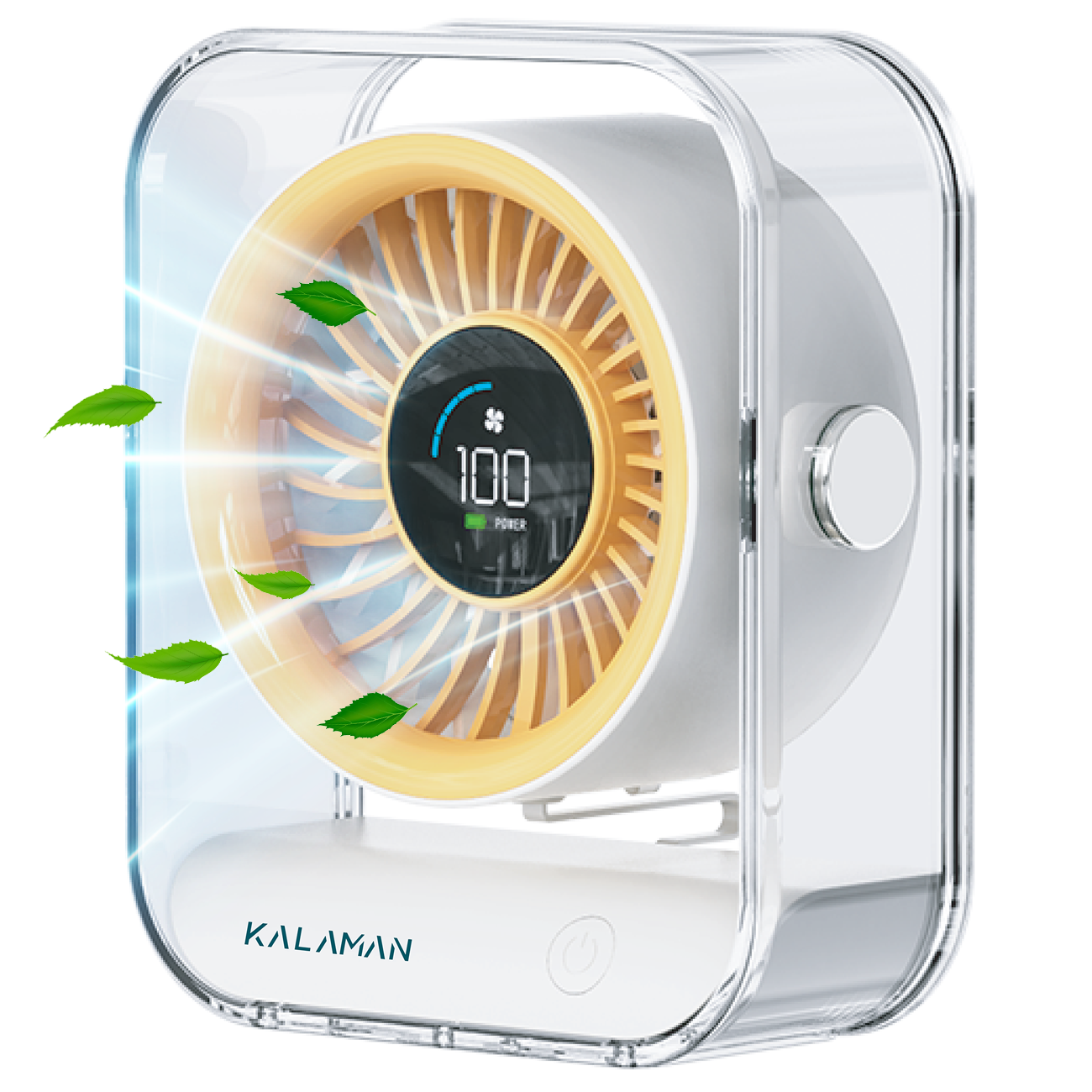 KALAMAN Desk Fan, 4000mAh Ultra Quiet Air Circulator Fan, 5 Speeds with Strong Airflow, 120° Rotate Portable Fan For Bedroom Home Office Desktop Travel