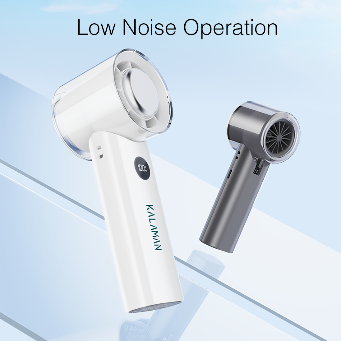 KALAMAN Handheld Portable Fan with Cooling Tech 5000mAh Rechargeable Personal Fan Up to 15H Cooling Time Powerful 12000 RPM