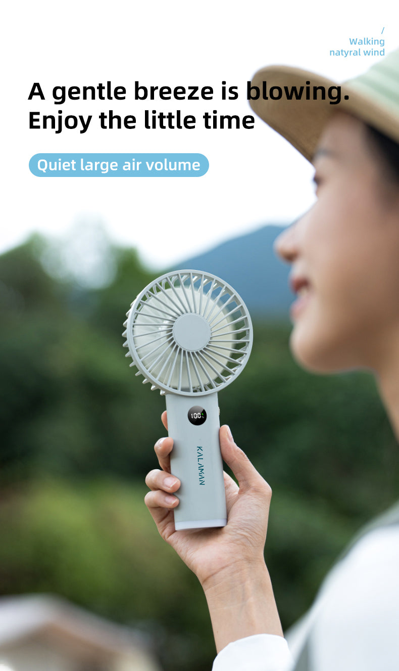 KALAMAN Handheld Fan, 12000 RPM 3600mAh Portable Hand Fan, Mini Personal Rechargeable Hand Held Fan, Max 15Hrs Battery Operated USB Small Fan with 5 Speeds