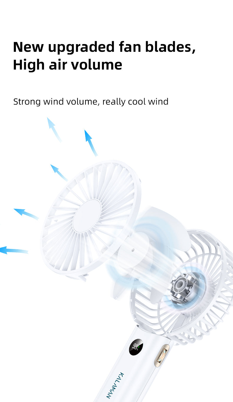 KALAMAN Handheld Fan, 12000 RPM 3600mAh Portable Hand Fan, Mini Personal Rechargeable Hand Held Fan, Max 15Hrs Battery Operated USB Small Fan with 5 Speeds