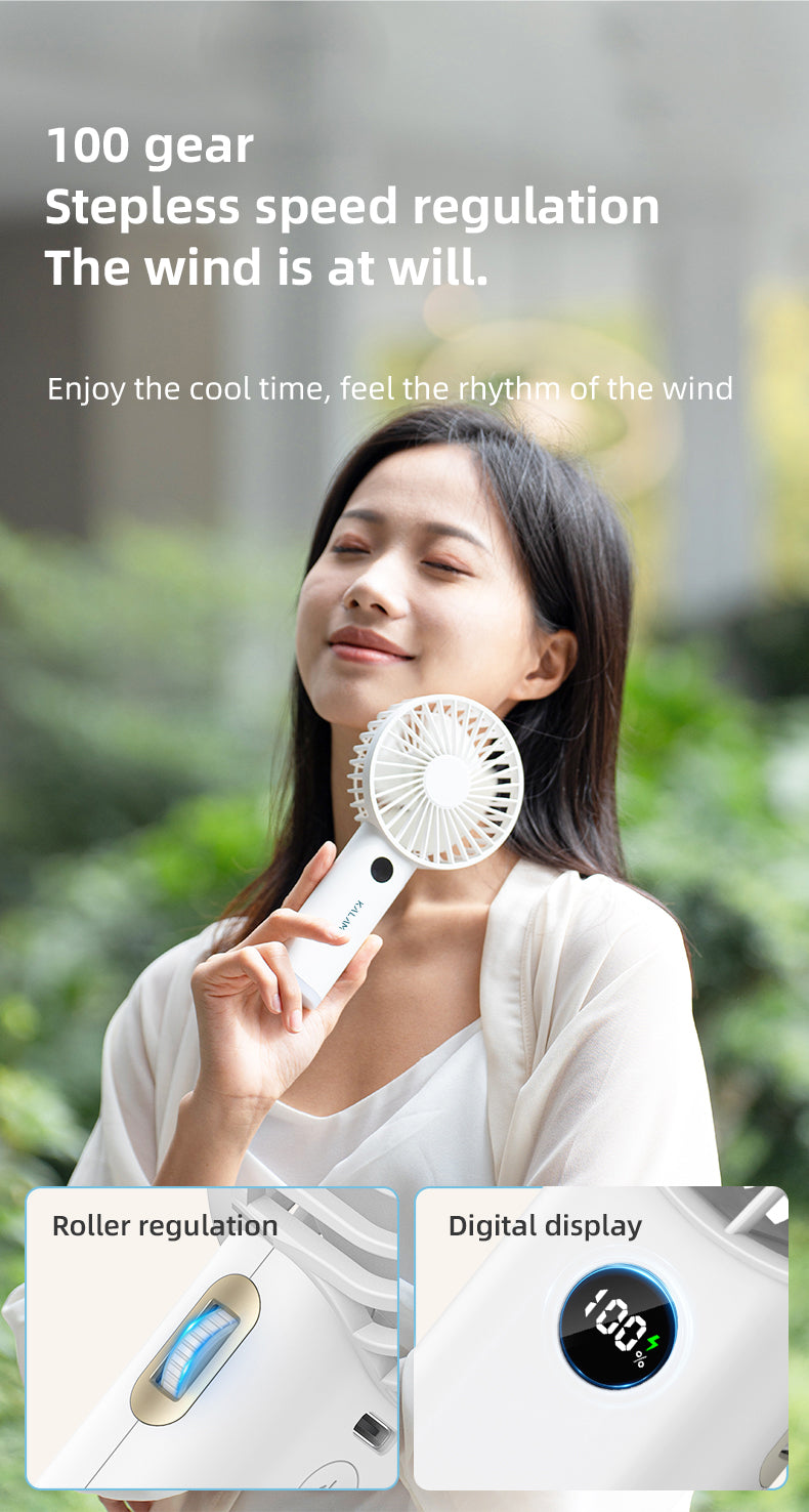 KALAMAN Handheld Fan, 12000 RPM 3600mAh Portable Hand Fan, Mini Personal Rechargeable Hand Held Fan, Max 15Hrs Battery Operated USB Small Fan with 5 Speeds