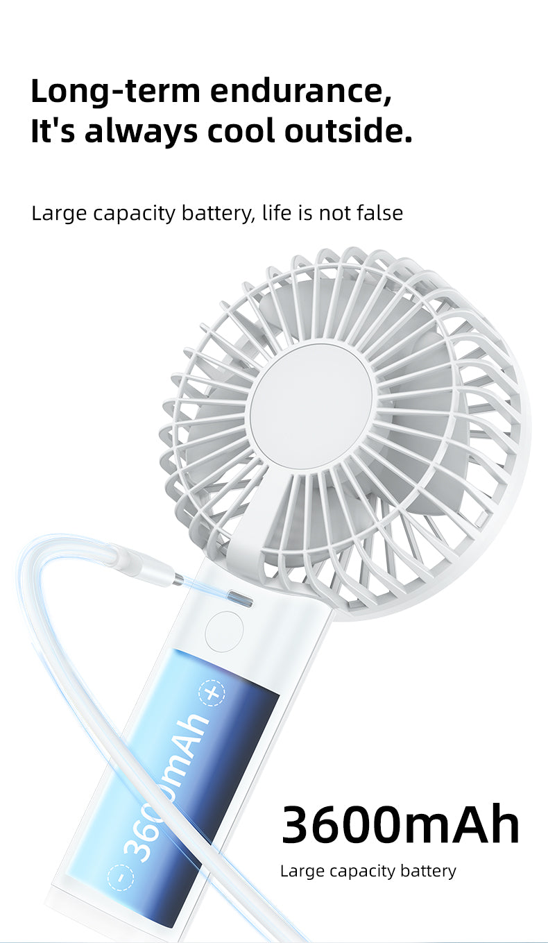 KALAMAN Handheld Fan, 12000 RPM 3600mAh Portable Hand Fan, Mini Personal Rechargeable Hand Held Fan, Max 15Hrs Battery Operated USB Small Fan with 5 Speeds