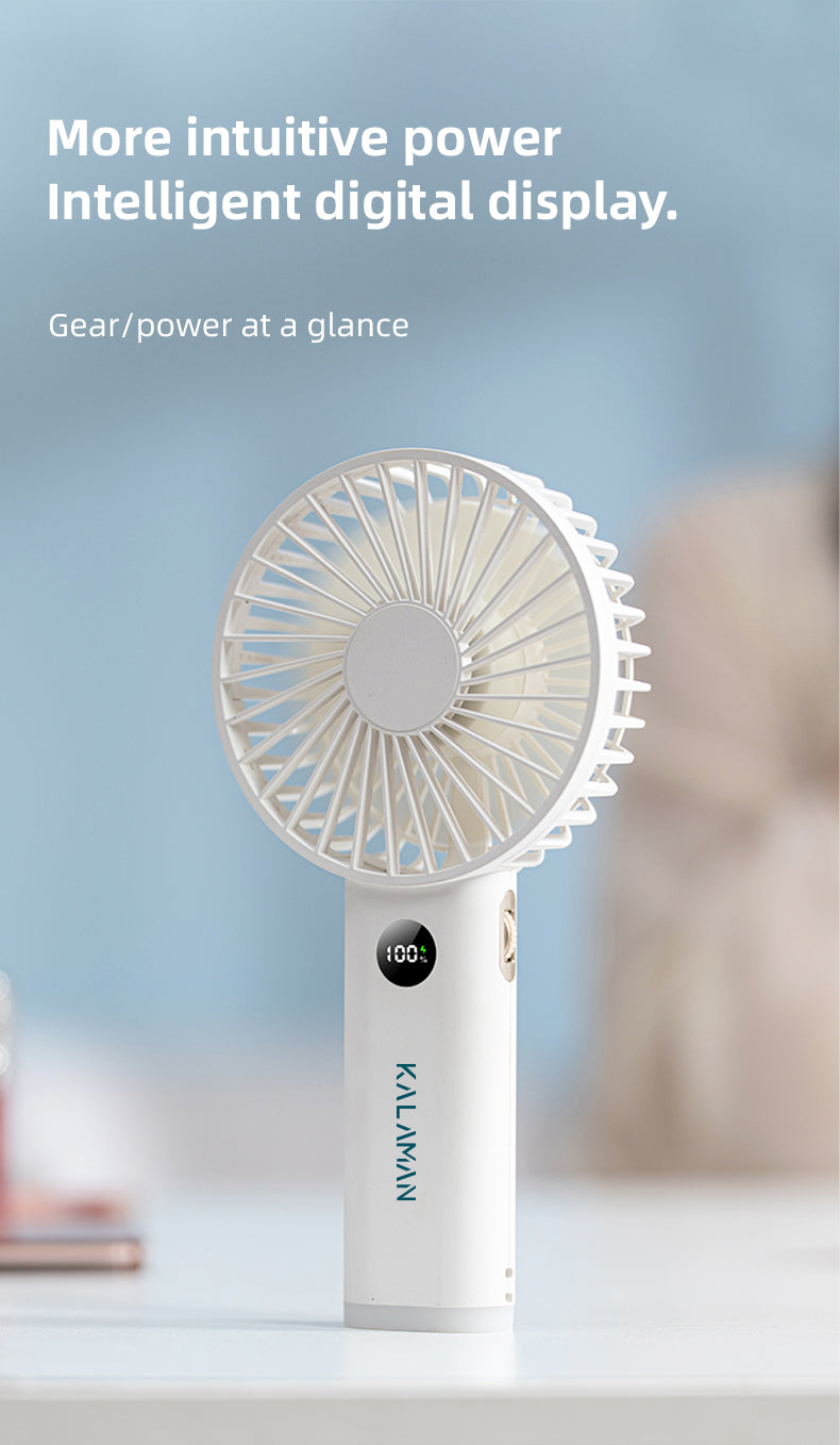 KALAMAN Handheld Fan, 12000 RPM 3600mAh Portable Hand Fan, Mini Personal Rechargeable Hand Held Fan, Max 15Hrs Battery Operated USB Small Fan with 5 Speeds