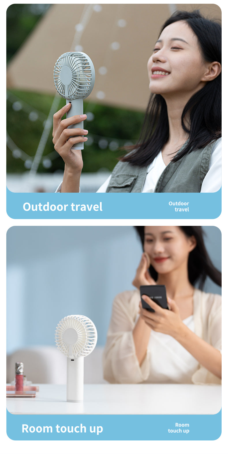 KALAMAN Handheld Fan, 12000 RPM 3600mAh Portable Hand Fan, Mini Personal Rechargeable Hand Held Fan, Max 15Hrs Battery Operated USB Small Fan with 5 Speeds